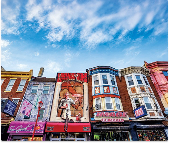 South Philadelphia rowhouses with marble steps