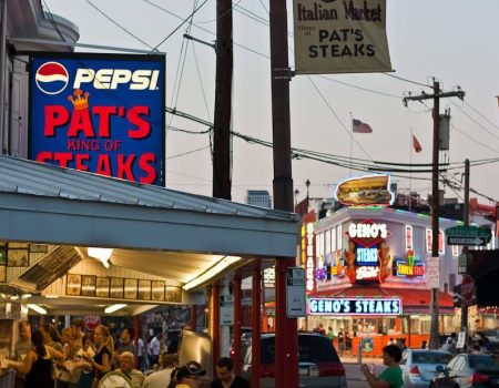 Cheesesteak corner at 9th and Passyunk